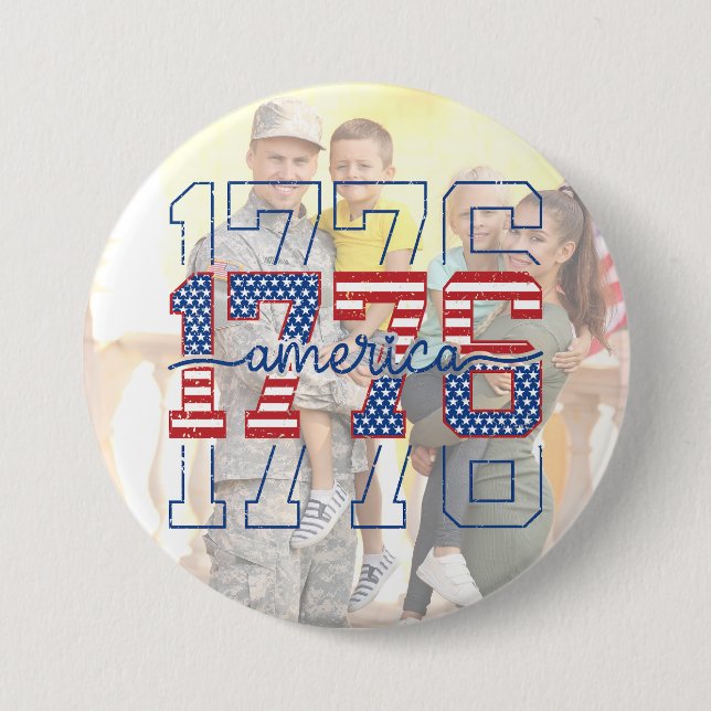 Custom Stars & Stripes 1776 America Anniversary  Button (Front)