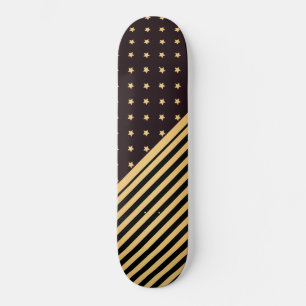 CUSTOM STARS & STRIPES BLACK GOLD PATTERN SKATEBOARD