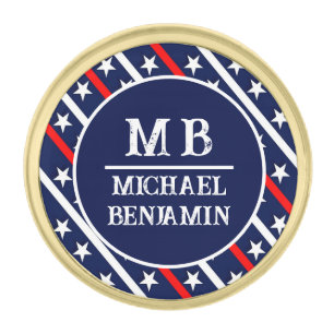 Custom Stars & Stripes Patriotic American Flag Gold Finish Lapel Pin