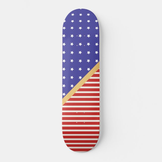 CUSTOM STARS & STRIPES RED BLACK WHITE PATTERN SKATEBOARD (Front)