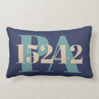 Custom State and ZIP Code Throw Pillow Navy Blue