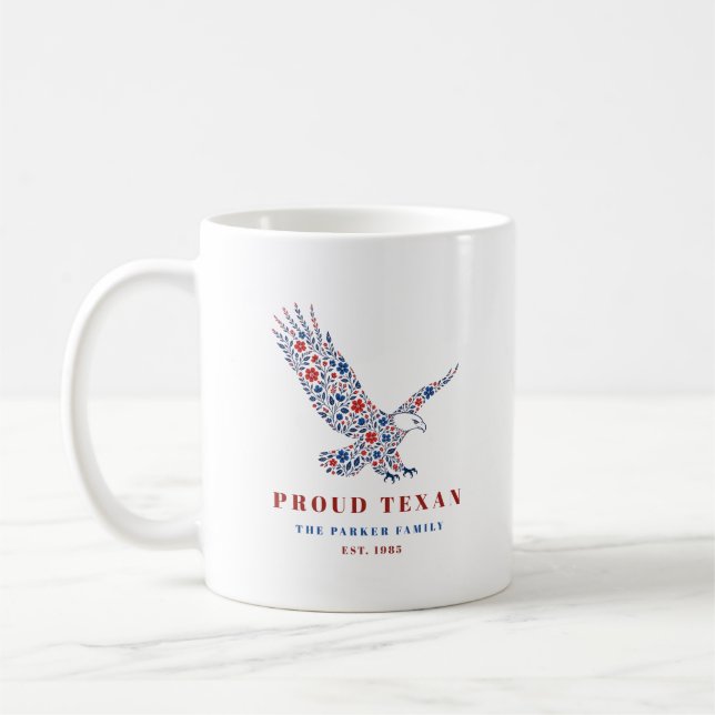 Custom State Pride Family Name Eagle Coffee Mug (Left)