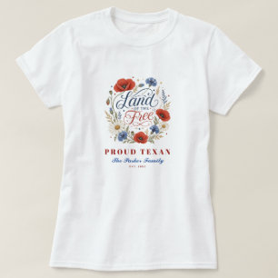 Custom State Pride Family Name Land of the Free T-Shirt