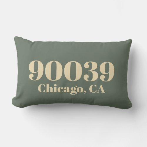 Custom State Zip Code Green  Lumbar Pillow