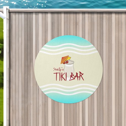 Custom Stawberry Pina Colada Tiki Bar Sign Outdoor Rug