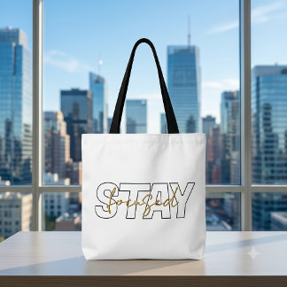 Custom Stay Focused Student Minimalist Typography Tote Bag