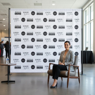 Custom step and repeat Company Sponsor logos Tapestry