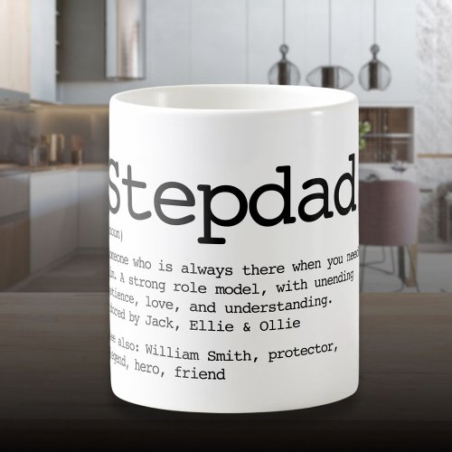 Custom Stepdad Definition Black And White Coffee Mug
