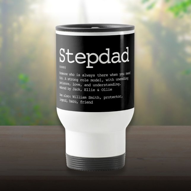 Custom Stepdad Definition Modern Black Travel Mug (Custom Stepdad Definition Modern Black Travel Mug)