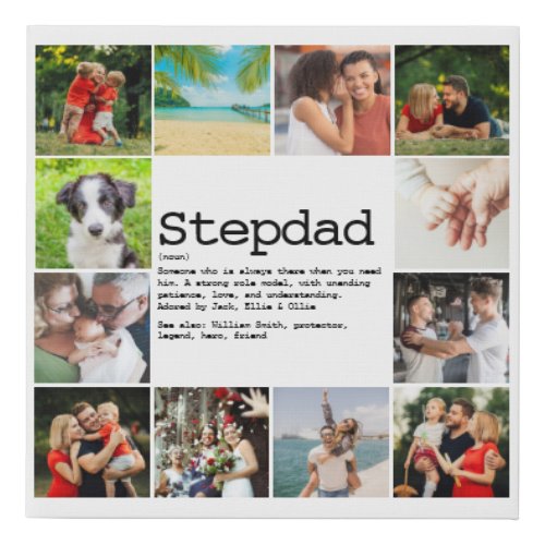 Custom Stepdad Definition Photo Collage Faux Canvas Print