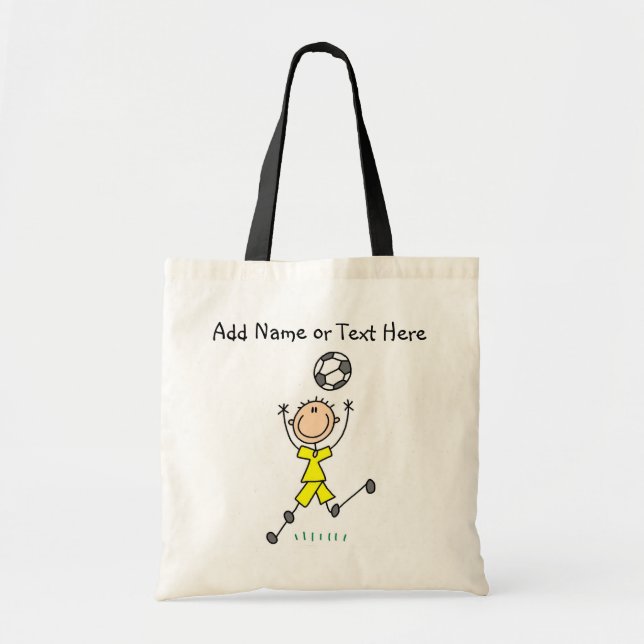 Custom Stick Figure Yellow Soccer Player  Bag (Front)