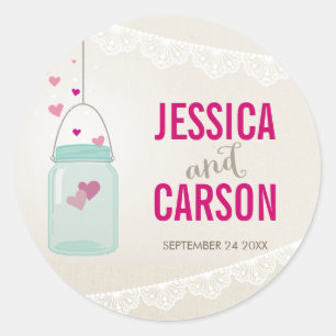 CUSTOM STICKER mason jar hearts lace bunting