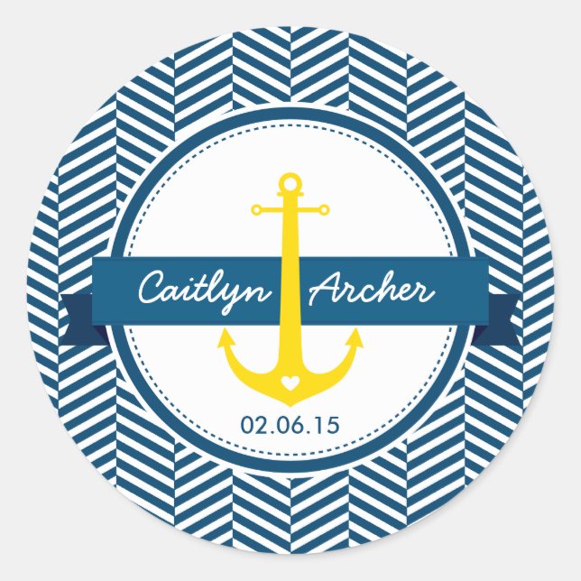 CUSTOM STICKER modern nautical anchor monogram (Front)