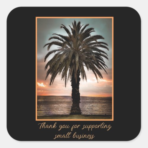 Custom Sticker Product Label Palm Tree  Sunset