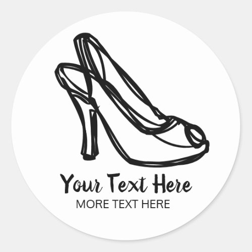 Custom stickers with high heel ladies shoe drawing