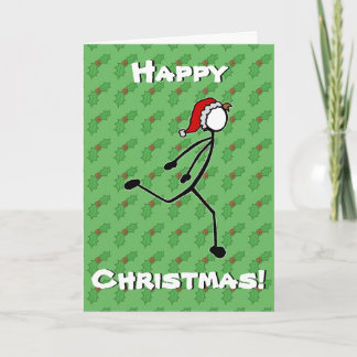 Custom Stickman Runner Christmas Card Holly Berry