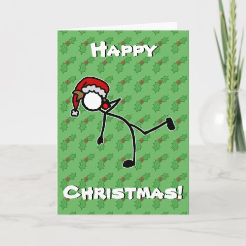 Custom Stickman Shot Put Christmas Holly Berry Holiday Card