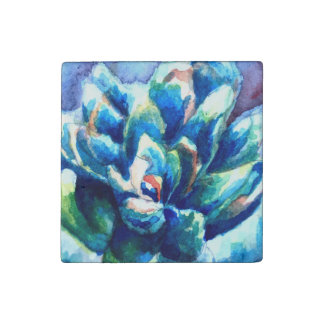 Custom Stone Magnet with Watercolor Succulent