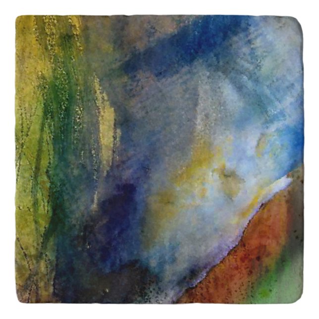 Custom Stone Trivet featuring and Earth Tone Abstr (Front)