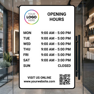 Custom Store Opening Hours Sign - Logo + QR Code