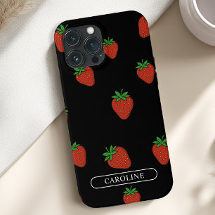 Custom Strawberry Black iPhone 13 Pro Max Case