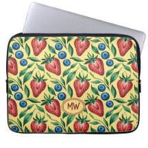 Custom Strawberry Blueberry Pattern on Yellow
