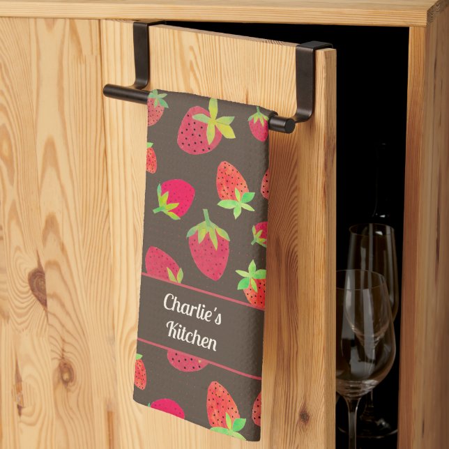 Custom Strawberry Chocolate Colored Kitchen Towels (Thirds Fold)