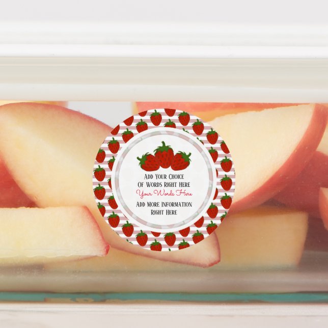 Custom Strawberry Classic Round Sticker (Affixed)