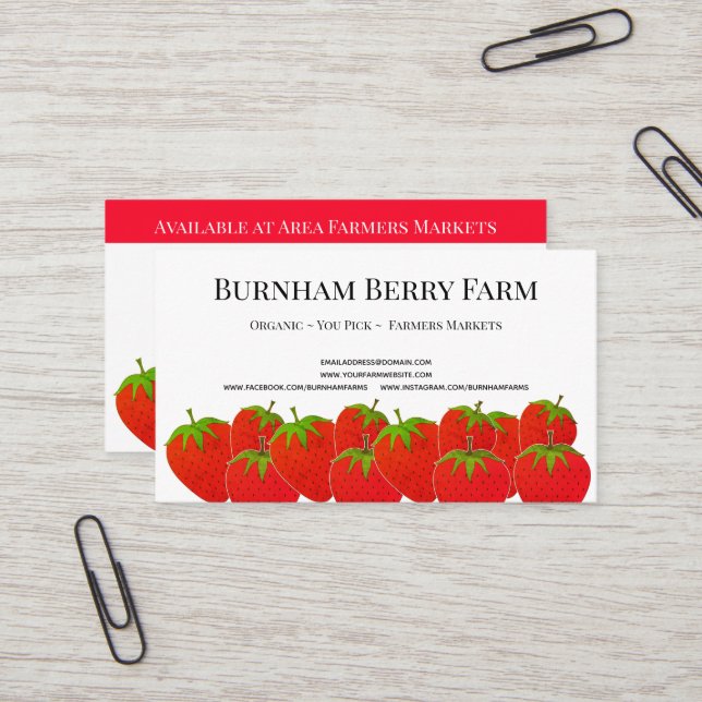 Custom Strawberry Farm Business Card (Front/Back In Situ)