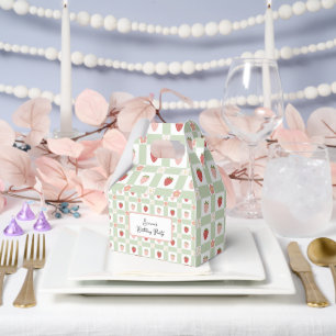 Custom Strawberry Gingham Birthday Favor Boxes