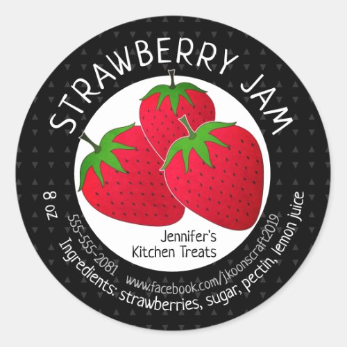 Custom Strawberry Jam Jelly Jars Classic Round Sticker