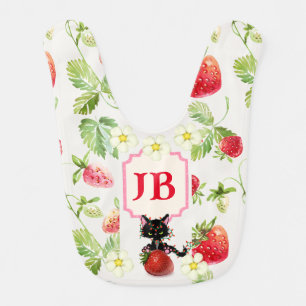 Custom Strawberry Monogrammed Baby Bib