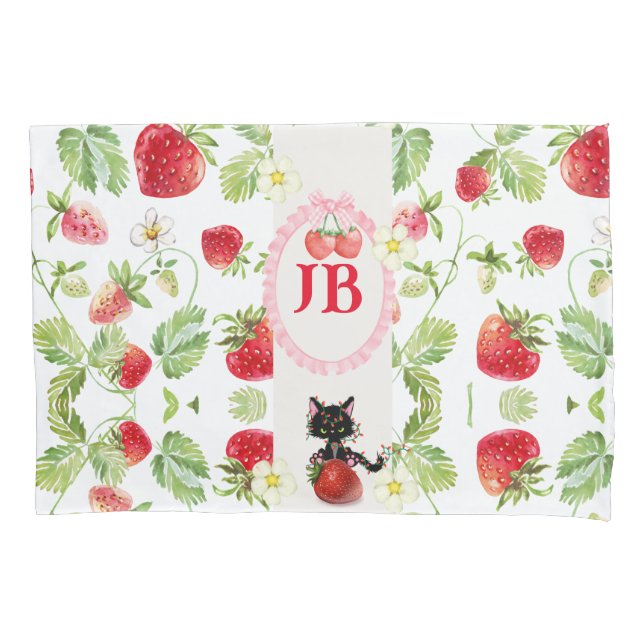 Custom Strawberry Monogrammed Baby  Pillow Case (Front)