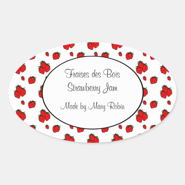 Custom Strawberry Pattern Canning Sticker (Front)