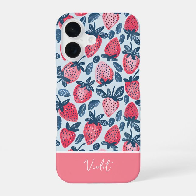 Custom Strawberry Pattern Summer Phone Case (Back)
