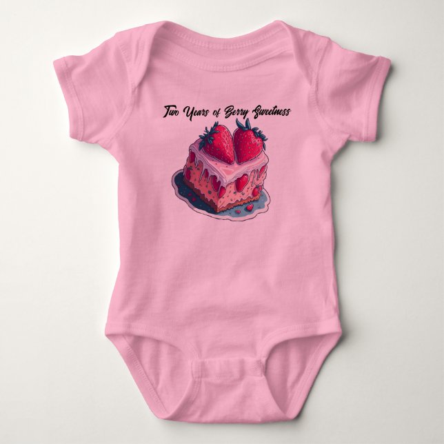 Custom Strawberry pun 2 Years of Berry Sweetness  Baby Bodysuit (Front)