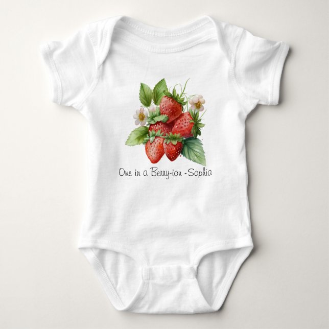 Custom Strawberry pun Baby Bodysuit (Front)