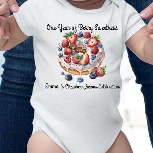 Custom Strawberry pun_ Berry Sweet Baby Bodysuit