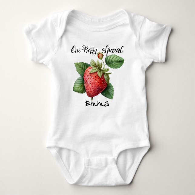 Custom Strawberry pun- Berry Sweet Baby Bodysuit (Front)