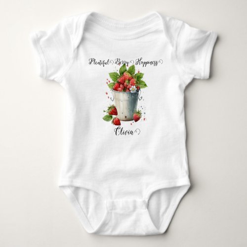 Custom Strawberry pun_ Plentiful Berry Happiness Baby Bodysuit