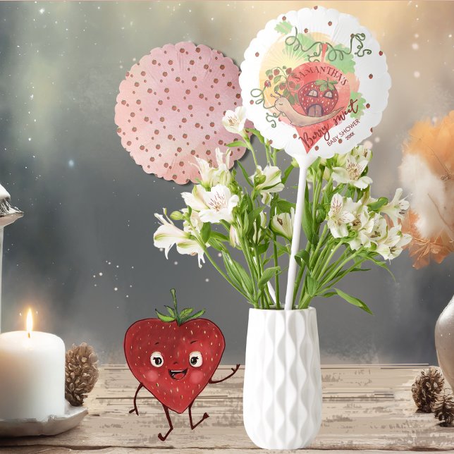 Custom Strawberry Snail "Berry Sweet" Baby Shower  Balloon (Custom Strawberry Snail Berry Sweet Baby Shower Balloon)