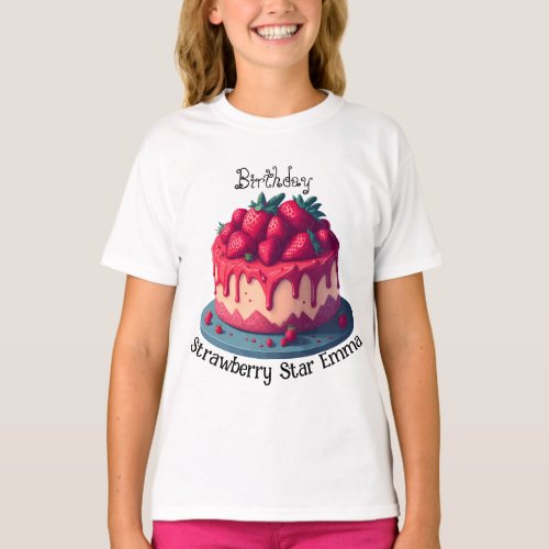 Custom Strawberry Star Birthday T_Shirt