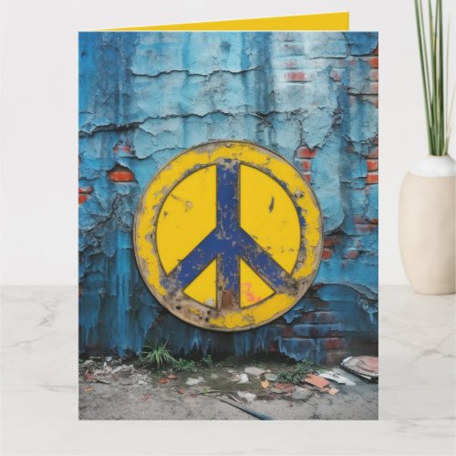 Custom Street Graffiti Peace Sign Blue Yellow  Card