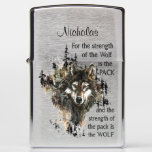 Custom Strength Of The Wolf Pack Family Quote Zippo Lighter at Zazzle