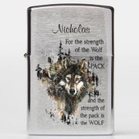 Custom Strength of the Wolf Pack Family Quote Zippo Lighter