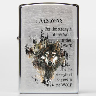 Custom Strength of the Wolf Pack Family Quote Zippo Lighter