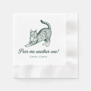 Custom Stretching Tabby Cat Purr Me One Art Napkins