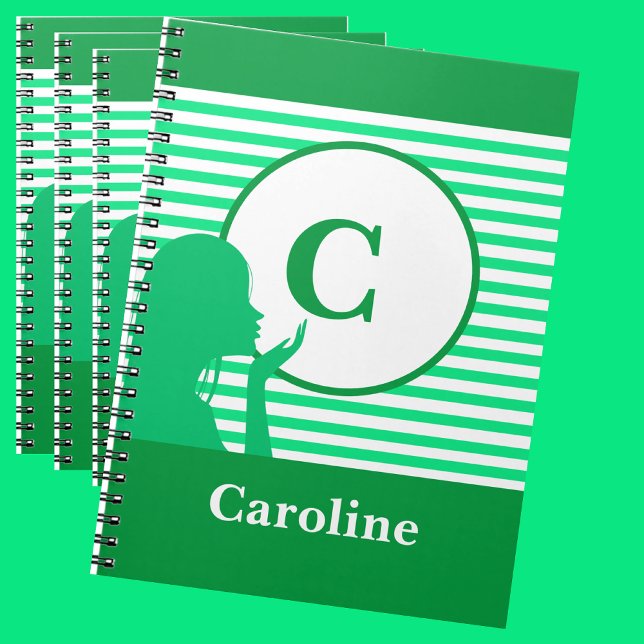 Custom Stripe Pattern | Modern Monogram Colorful Notebook (Creator Uploaded)