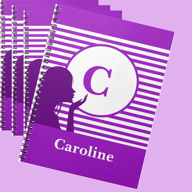 Custom Stripe Pattern | Modern Monogram Colorful Notebook (Creator Uploaded)