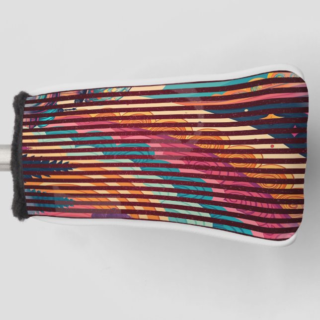Custom Striped Art Putter Golf Head Cover (Front)